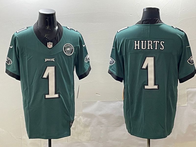 Men Philadelphia Eagles #1 Hurts Green Three generations 2025 Nike Vapor Limited NFL Jersey style 2092